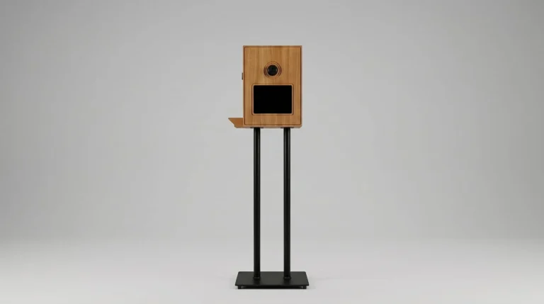 Vue produit du KoadBooth Original sur pied, fond de studio neutre