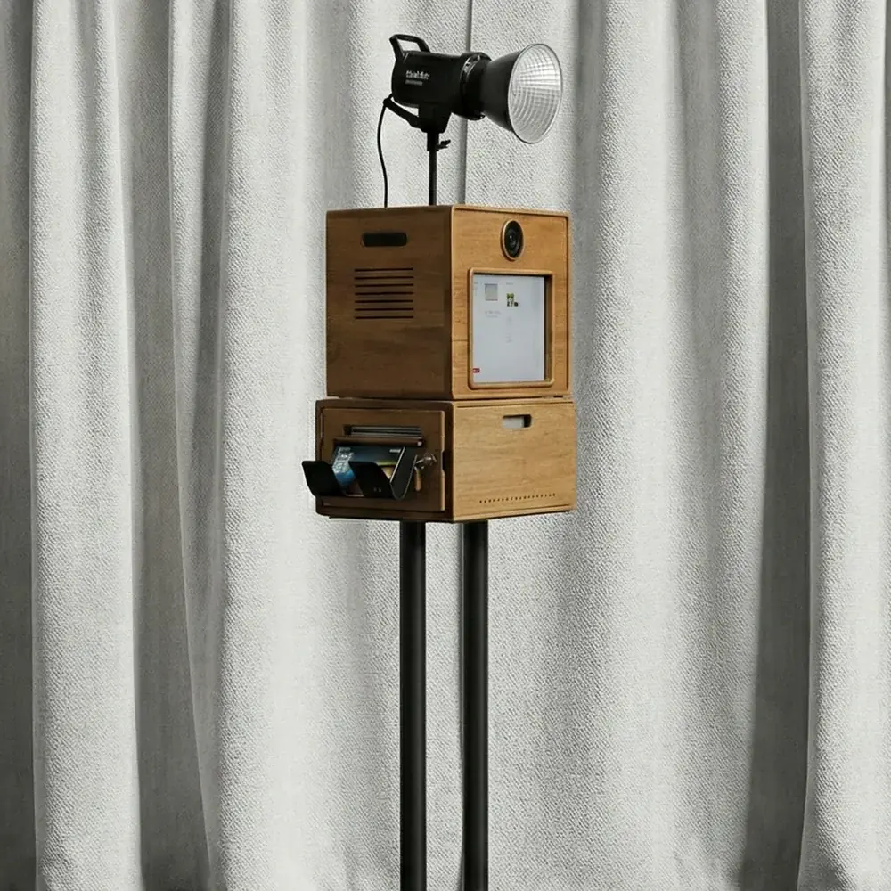 Borne photo Koadbooth Signature et son éclairage studio réglable